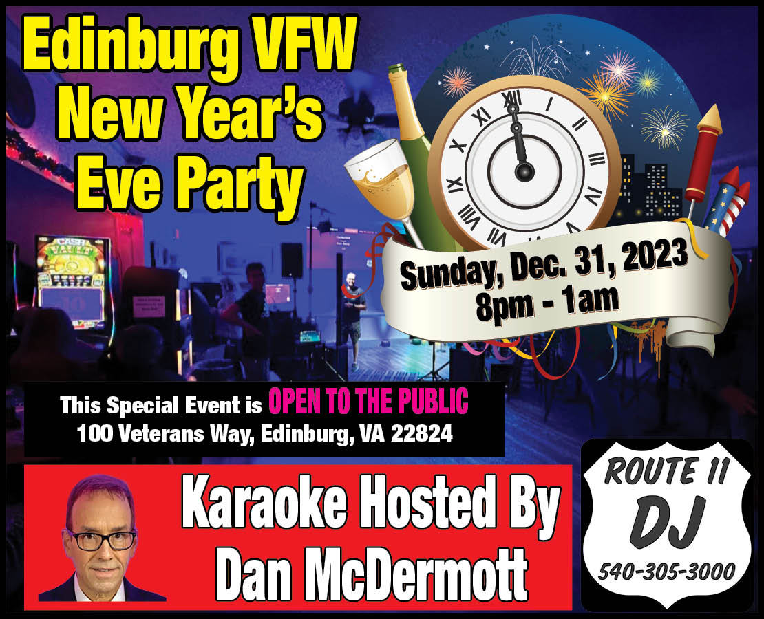 Highlights: Edinburg, Va VFW New Year’s Eve 12/31/2023 Karaoke with Dan McDermott route11dj.com
